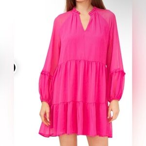 Hot Pink Boho Peasant Dress